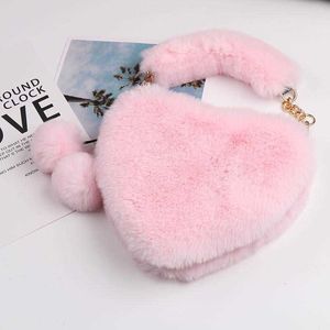 BARBECORESS 2020 NY PLUSH BAG Women's Heart Shaped Handbag Love Bag One Shoulder Oblique Cross Fur Bag Winter Plush Bag Women 230802