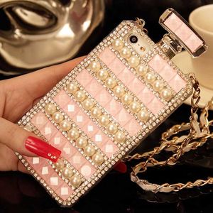 Cell Phone Cases Luxury Glitter Bling Diamond Perfume Bottle Rhinestone Phone Case with Chain For SamsungS8 S9 S10 S20 S21 S22 PLUS Note8 9 10 20 L230731