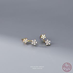 Stud 925 Sterling Silver Exquisite Zircon Flowers Back Hanging Earrings for Women Temperament Jewelry 230801