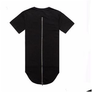 Herr t-shirts herrar moomphya longline curve hem män t shirt fl tillbaka zip streetwear hip hop long svans t-shirt mascina roliga skjortor dr dh4gg