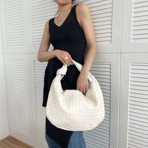 Woven Bag BVS Jodie Knotted Round Size Large Brand Tote And Real Sheepskin Satchel Cloud Dumplings Handbag L