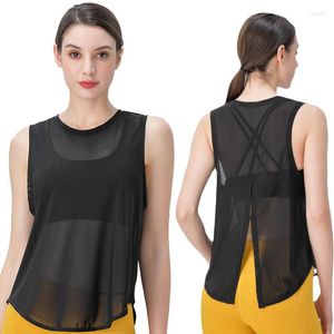 Camisas ativas femininas blusa fitness elástica malha sem mangas camisa esportiva para academia tipo solto respirável regata yoga colete feminino