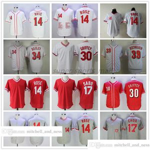 Vintage Film Beyzbol Giyiyor Jersey 14 Pete Rose 17 Chris Sabo 30 Ken Griffey Jr. 34 Homer Bailey 39 Devin Mesoraco Formaları 1969 1976 Erkek Kadın Gençlik Boyutu S-XXXL