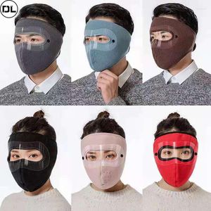 Motorcycle Helmets Unisex Windproof Face Warm Mask Winter Cap Ski Breathable Masks Fleece Shield Caps With HD Goggles Anti-fog Cycling