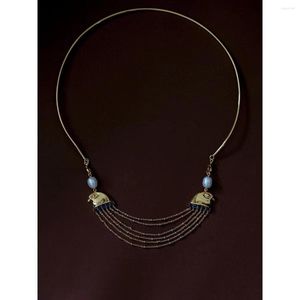 Pendant Necklaces Original Personality Vintage 18K Gold Plated Pearl Tassel Bird Choker Designer Luxury Stylish Costume Prop Jewelry