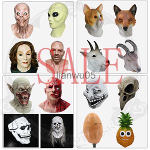 Party Masks Hot Sale Animal Latex Mask Goat Mask Realistic Female Man Mask Alien Masks Halloween Costume For Adult X0802