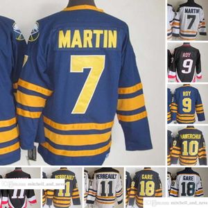 1970-1999 فيلم ريترو CCM الهوكي جيرسي التطريز 11 جيلبرت بيريولت 26 Thoma Vanek Danny Gare Rick Martin Derek Roy Hawerchuk Vintage Jerseys for Man