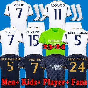 23 24 24 fanów Wersja gracza piłkarska Vini Jr Bellingham 2023 2024 Rodrgo Arda Guler Long Sleeve Home Camiseta de Futbol Men Men Kamel