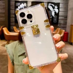 Handyhüllen Quadratischer gerader Rand Klare TPU-Telefonhülle für iPhone 11 12 13 14 Pro X Xs Max Xr 7 8 Plus SE2020 Abdeckung Luxuriöser Glitzer Bling L230731