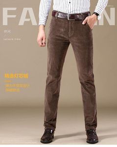 Męskie spodnie jesień i zimowa sztruko dla mężczyzn proste szczupłe spodnie