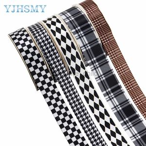 Szaliki Plaid Satynowe wstążki Czarno -białe diament Wstążka 5 jardów na DIY Craft Gain Band Home Party Wystrój Y23