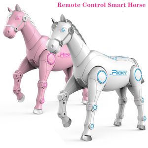 Elétrico RC Animals RC Smart Robot Horse Interactive Remote Control Animal Intelligent Dialogue Sing Dance Sound Pet Music Kids Toys 230801