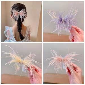 Hair Accessories Feather Kids Hairpin Trendy Three-dimensional Alloy Colorful Butterfly Clip Girls