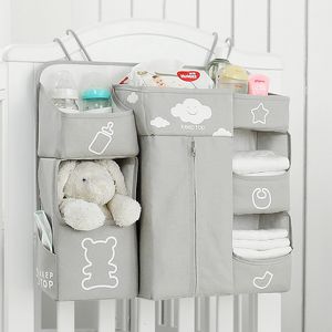 Scatole portaoggetti Baby Bed Organizer Borse appese per culla nata Pannolino Cura della conservazione Biancheria da letto per neonati Allattamento 230802