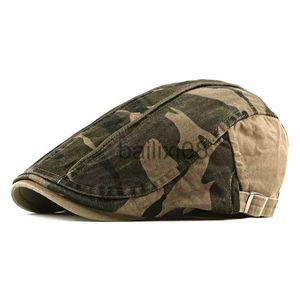 Stingy Brim Hats Spring Summer Newsboy Caps Men Camouflage Cotton Flat Peaked Cap Women Painter Basker Hattar 20 J230802