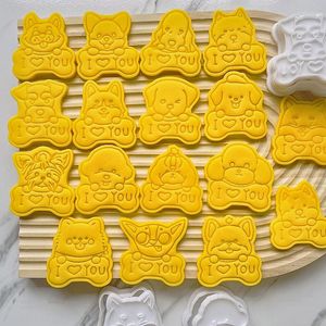 Baking Moulds Cute Pet Dog Cookie Cutters And Embossers Cartoon Puppy Dessert Shortbread Biscuit Maker Shapes For Cake Decorating Tools