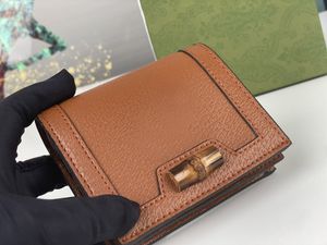 Carteiras de designer de moda feminina luxos bolsas de moedas de bambu estilista famoso titular do cartão g de alta qualidade clássico letras duplas marca mulher bolsas de embreagem curta com caixa