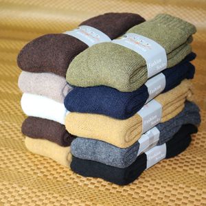 Meias masculinas inverno lã merino longo grosso quente tamanho grande alta qualidade harajuku retrô neve casual anticongelante puro cashmer 5 pares 230802