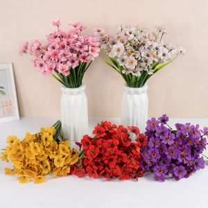 Dekoratif çiçekler 1bunch yapay menekşe düğün masa masası dekorasyon buket sevgililer günü hediye bahçesi ev diy aksesuarları