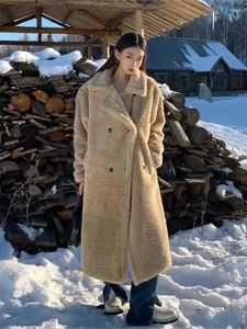 女性の毛皮2023冬の女性エレガントな濃厚な暖かいフアックスコート女性ビンテージテディベアファッション韓国語