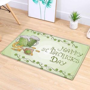 Tappeti Ornamenti per tappeti per il giorno di San Patrizio Coperta da tiro in maglia per celebrazione irlandese verde decorativa con tappeto per camera da letto con frange