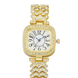 Zegarki na rękę zegarków na rękę dla damskiej stalowej opaski Small Square Tarve inkrustowane z diamentami trend mody wypoczynek 230802