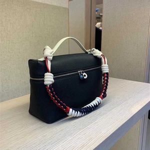 Loro Piana Lunch Box Bag Women Solid Color Handbag Casual Fashion All-Match äkta läder Nya damer Makeup Bag Temperament Diagonal Bag 230809