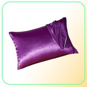 Pure Color Silk Pillow Cases Mulberry Pillow fodral utan dragkedja för hår och hud Hypoallergena sängkläder leveranser 48x74cm4562191