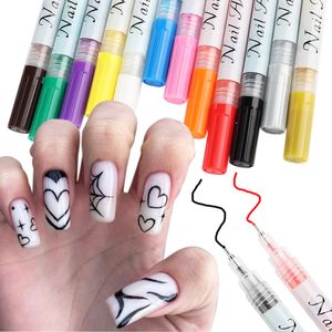 Smalto per unghie 12Pcs Art Graffiti Pen Set Pittura Pennarello Disegno Fodere Gel Ibrido Vernice Materiale professionale Manicure NTTY1 230802