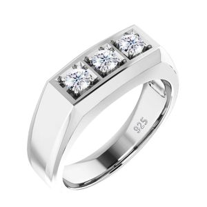 Eheringe Schwerer 3-Stein-Ring für Männer und Frauen Sterling Silber 925 zertifizierter Designer Luxusschmuck Accessoires weiblich 230801