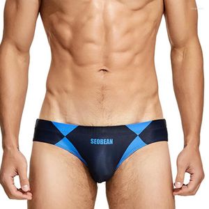 Mäns badkläder Kontrast Color Mens Swim Bripts Swimming Trunks For Men Swimsuit Man Bath Suit Beachwear Sea Sport Short Slip