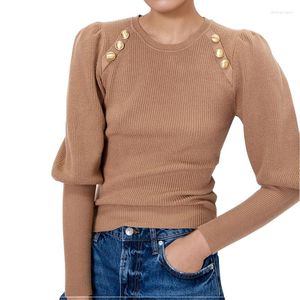 Camisolas femininas HLBCBG mangas bufantes de alta qualidade moda feminina pulôver de malha outono inverno moletom feminino macio top jersey pull