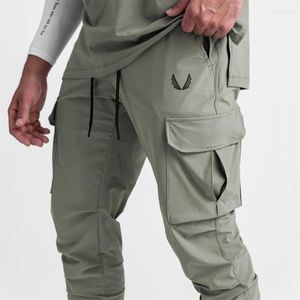 Herrenhose, Taschen-Cargo-Sommer, dünn, schlank, schnell trocknend, elastische Leggings, Lauftraining, Jogginghose, lässige Trendhose