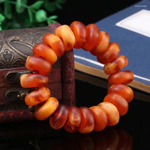 Strand Natural Baltic Amber Elastic Bracelet Women Mens Fine Jewelry Bangle Old Beads Male Accessories Jewellery