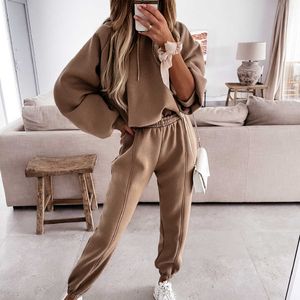 2023 Autumn/Winter Women's Sports Casual Hooded Sweater Set Two Piece Set