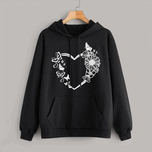 Felpe con cappuccio da donna Felpe con stampa a farfalla Felpe con cappuccio da donna Tasca con cappuccio Manica lunga Taglie forti Streetwear Sudaderas Con Capucha