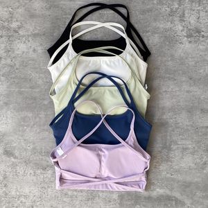 Yoga outfit Wyplosz Padded Top Bras Sportwear Woman Gym Sports Clothing Fitness med tunna remmar Träning Tätt vit sexig rygg skönhet