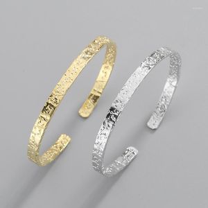 Bangle 925 Stamp Silver Gold Color Liquid Lava Armband för Women Girl Texture Vintage Jewelry Gift Drop Drop