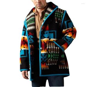 Men's Jackets Christmas Polar Fleece Printed Coat Single-breasted Loose For Autumn And Winter
