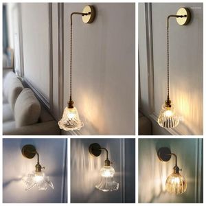 Wall Lamps Japanese Modern Brass Glass Nordic Bedroom Head Hallway Bathroom Mirror Headlights Lights Led Light Fixture