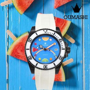 Armbanduhren OUMASHI Herrenuhr Automatik Mechanisch Sport Mode Business NH36 Edelstahl Wasserdicht Leuchtend Nachtleuchtend Grün