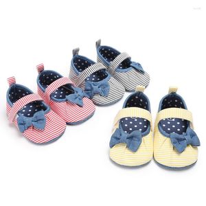 First Walkers Spring And Autumn 0-1 Years Old Female Baby Striped Princess Shoes Soft Bottom Toddler