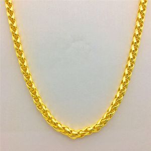 Strands Strings Fashion Luxury Thailand Sand Gold 14k Ожерелье Густая желтая цепь для женщин мужские свадебные украшения подарки 230801