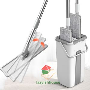 Esfregonas Squeeze mop com balde pano de cabeça de esfregona limpo limpador de chão doméstico Limpeza mop mágico squeeze limpar azulejos de parede 230802