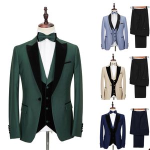 Classic Groom's Wedding Tuxedos Peaked Lapel Suit 3 Pieces For Male Prom Evening Party Custom Made (Jacket+Pants+Vest)