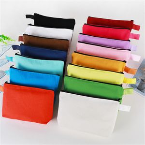 Sacos de maquiagem de lona Saco de cosméticos de viagem Bolsa de maquiagem simples Saco de higiene em branco Sacos de artesanato faça você mesmo com zíper para mulheres e meninas JL1755