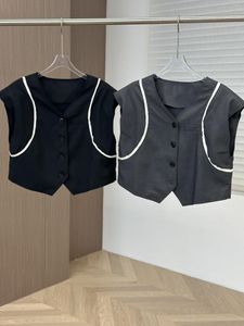 Mäns casual skjortor Spring and Summer Color Contrast Profile Kort midja Wool Vest Nisch Design Detaljer Suit Version Cut