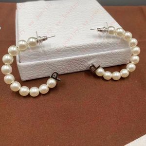 Jewelry Designer Fashion Silver Alphabet Pearl Half Circle Women's Hoop Huggie Earrings, weddings, parties, banquets, gifts