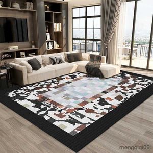 Carpets Carpets for Living Room Geometric Patchwork Home Decoration Floor Mats Lounge Rug Cowhide Texture Bedroom Carpets Big Size R230802