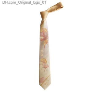Cravatte Consegna gratuita di nuovi abiti da uomo design originale da donna alla moda ginkgo autunno cravatta giallo champagne Goethe due foglie di ginkgo Z230802